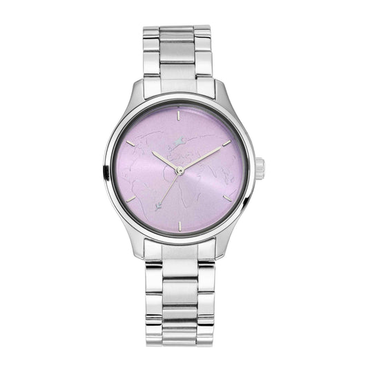 Fastrack Tripster Quartz Analog Purple Dial Stainless Steel Strap Watch for Girls