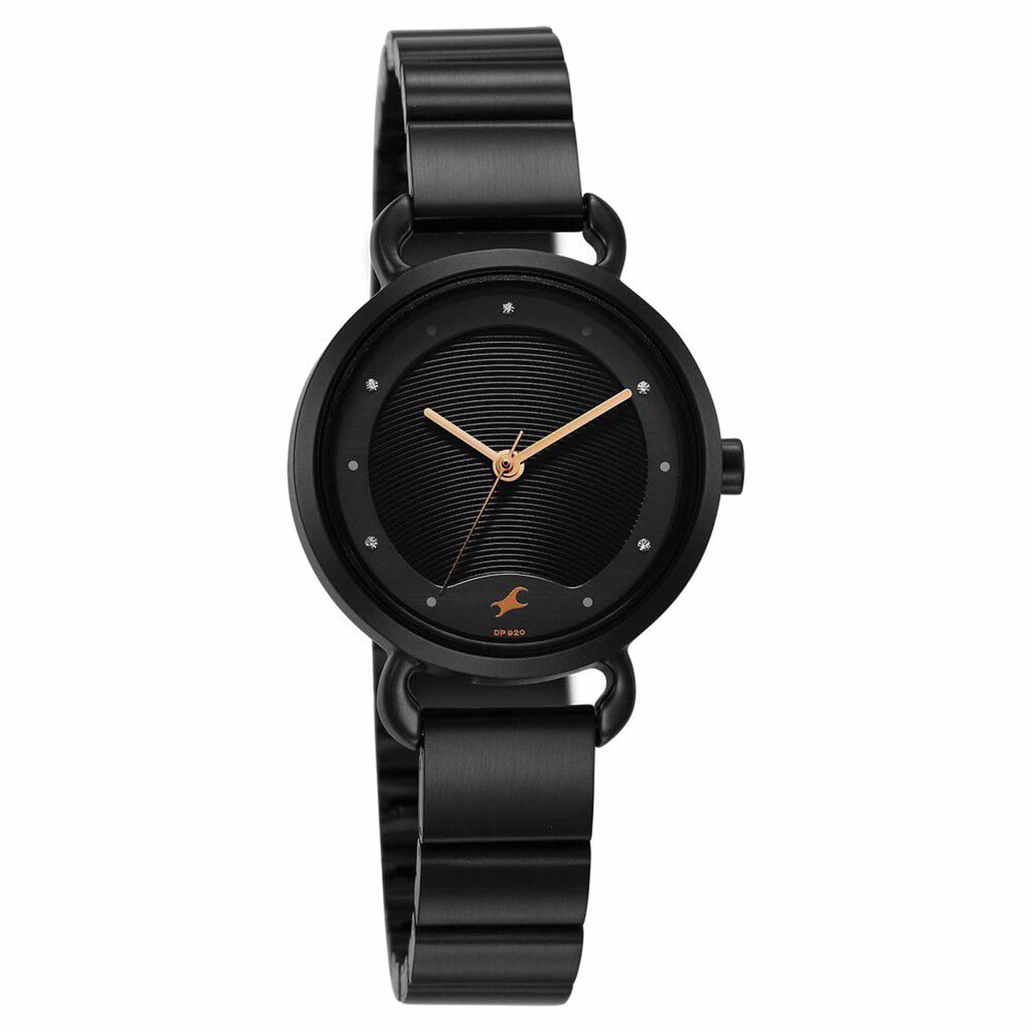 Fastrack Pulse Black Dial Stainless Steel Strap Analog Watch for Women