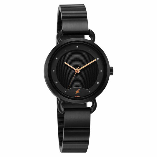 Fastrack Pulse Black Dial Stainless Steel Strap Analog Watch for Women