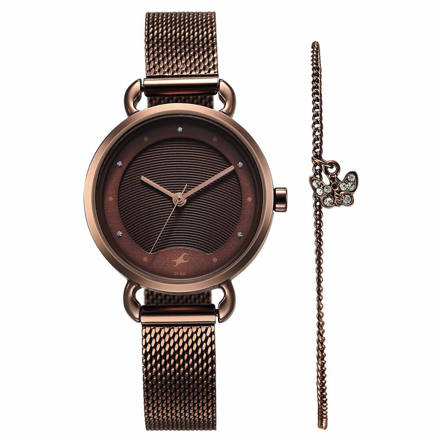 Fastrack Pulse Brown Dial Stainless Steel Strap Analog Watch for Women 6221QM01