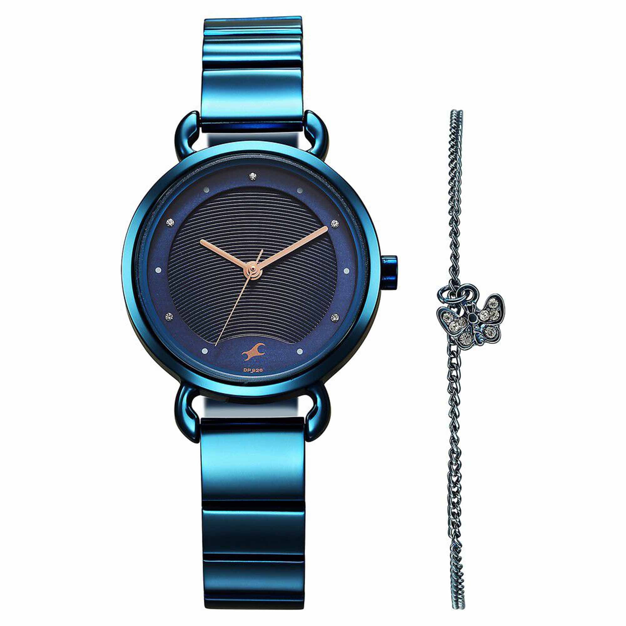Fastrack Pulse Brown Dial Blue Stainless Steel Strap Analog Watch for Women
