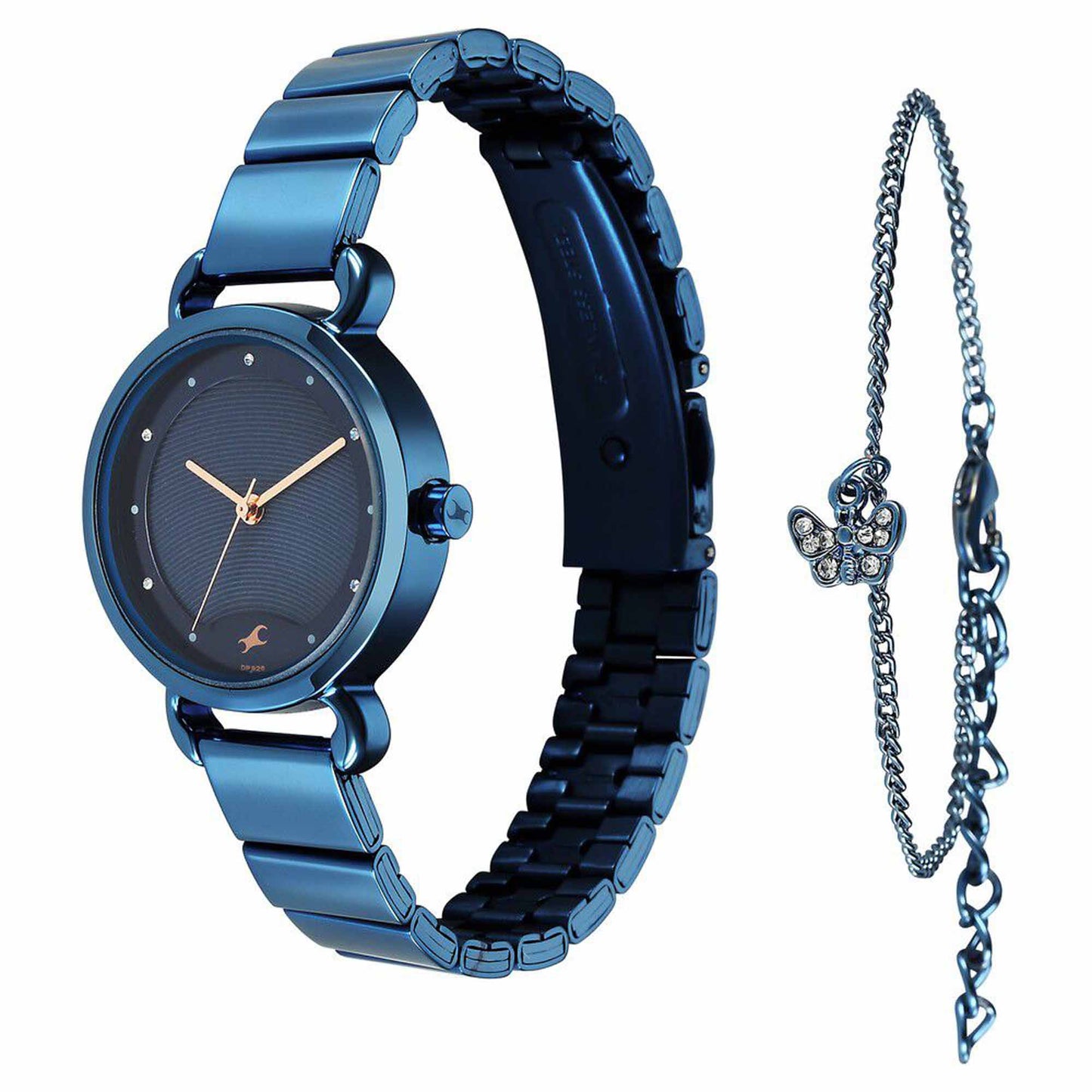 Fastrack Pulse Brown Dial Blue Stainless Steel Strap Analog Watch for Women
