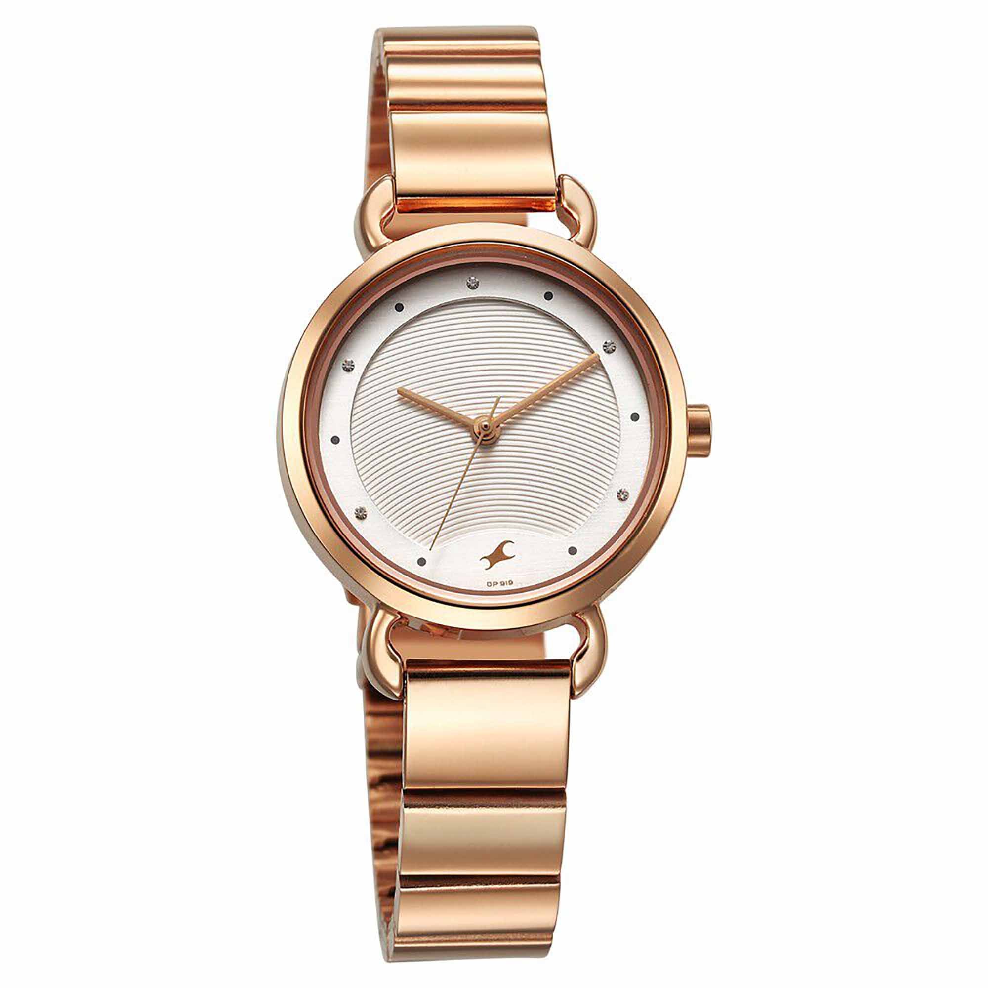 Fastrack Pulse Silver Dial Blue Rose Gold Stainless Steel Strap Analog Watch for Women