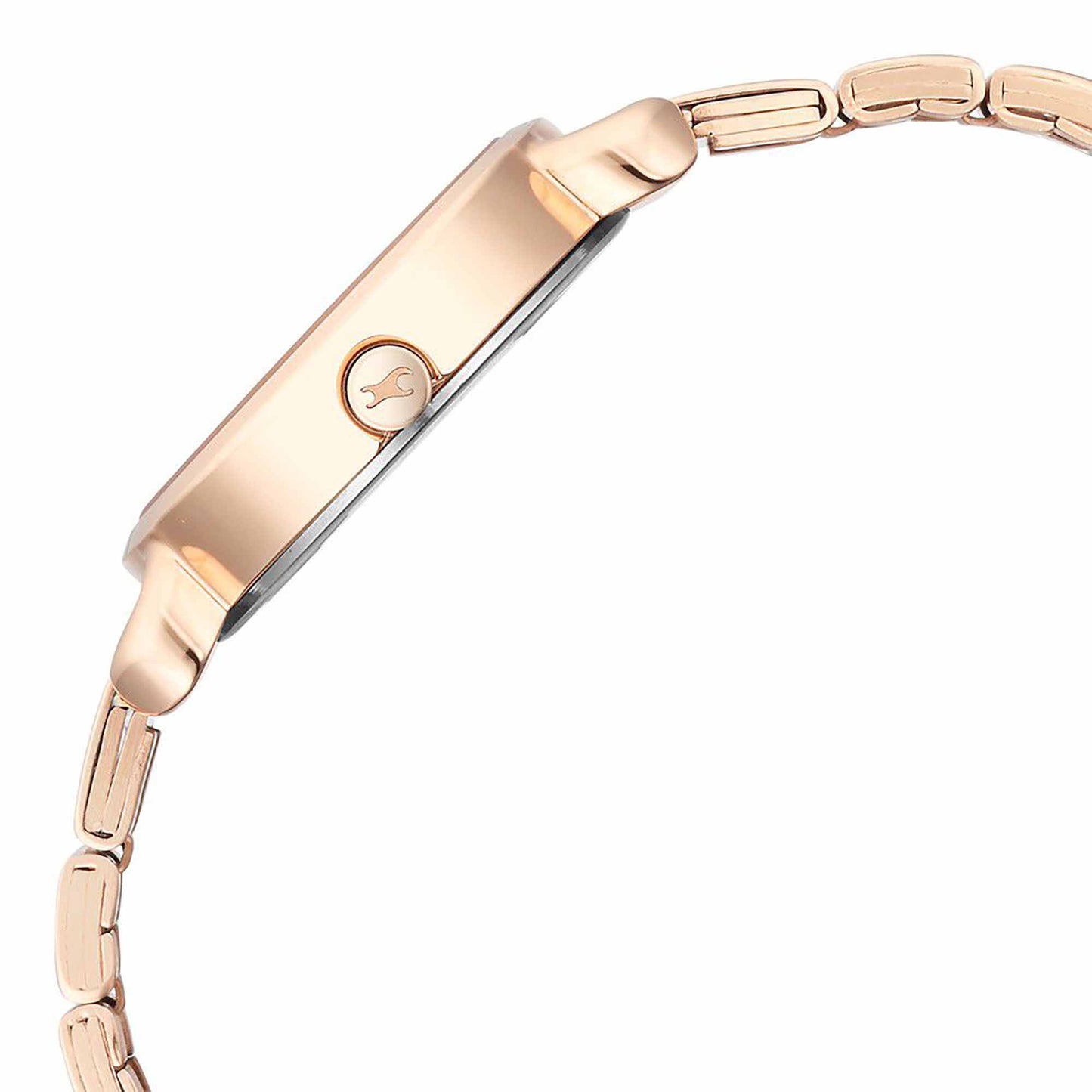 Fastrack Pulse Silver Dial Blue Rose Gold Stainless Steel Strap Analog Watch for Women