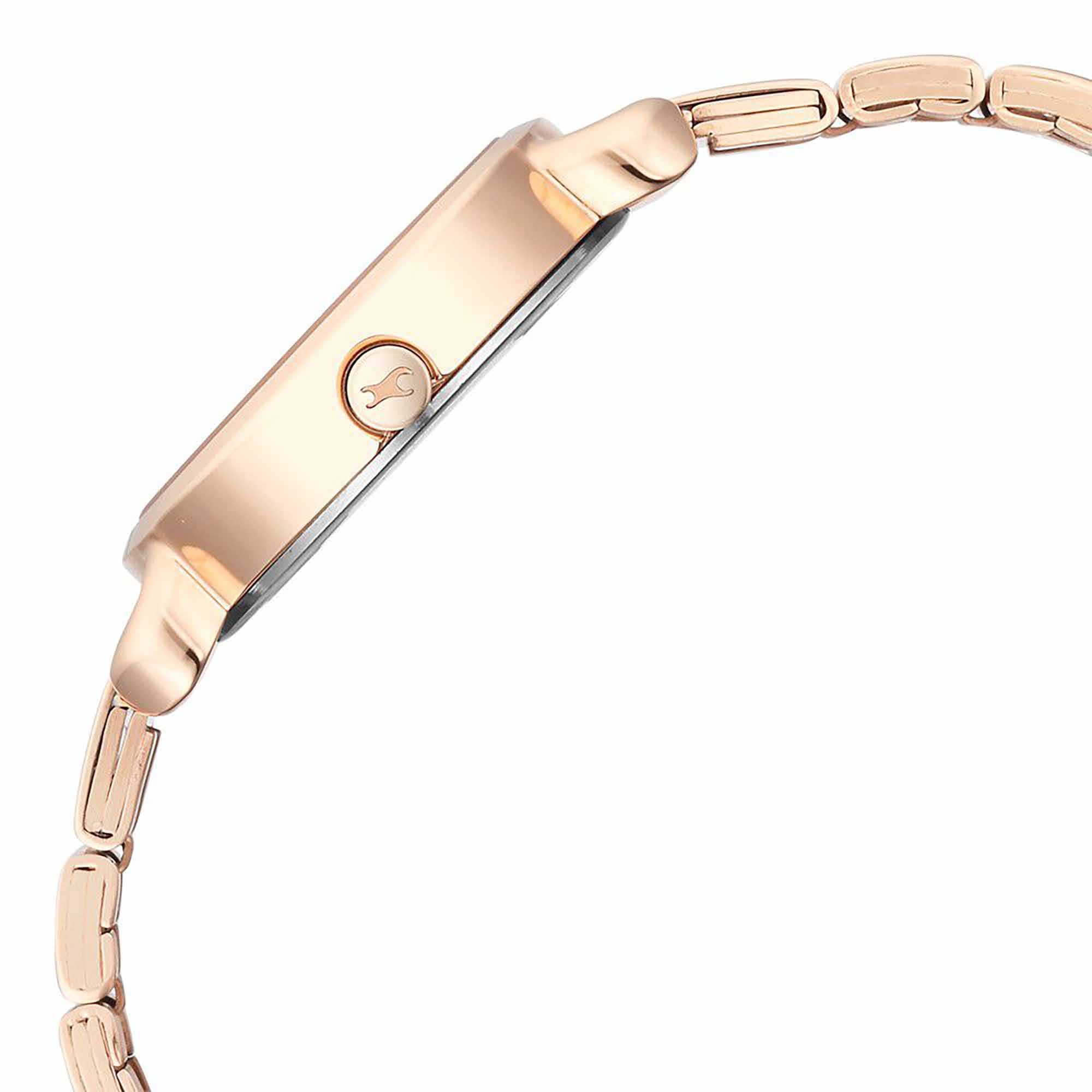 Fastrack Pulse Silver Dial Blue Rose Gold Stainless Steel Strap Analog Watch for Women