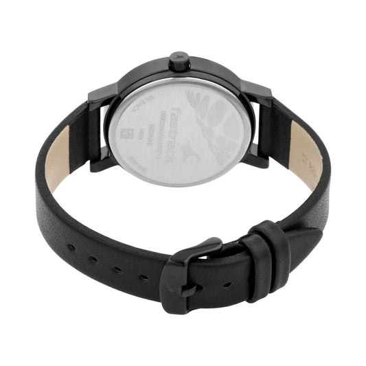 Fastrack Fashion Dual Color Dial Black Leather Strap Analog with Date Watch for Women