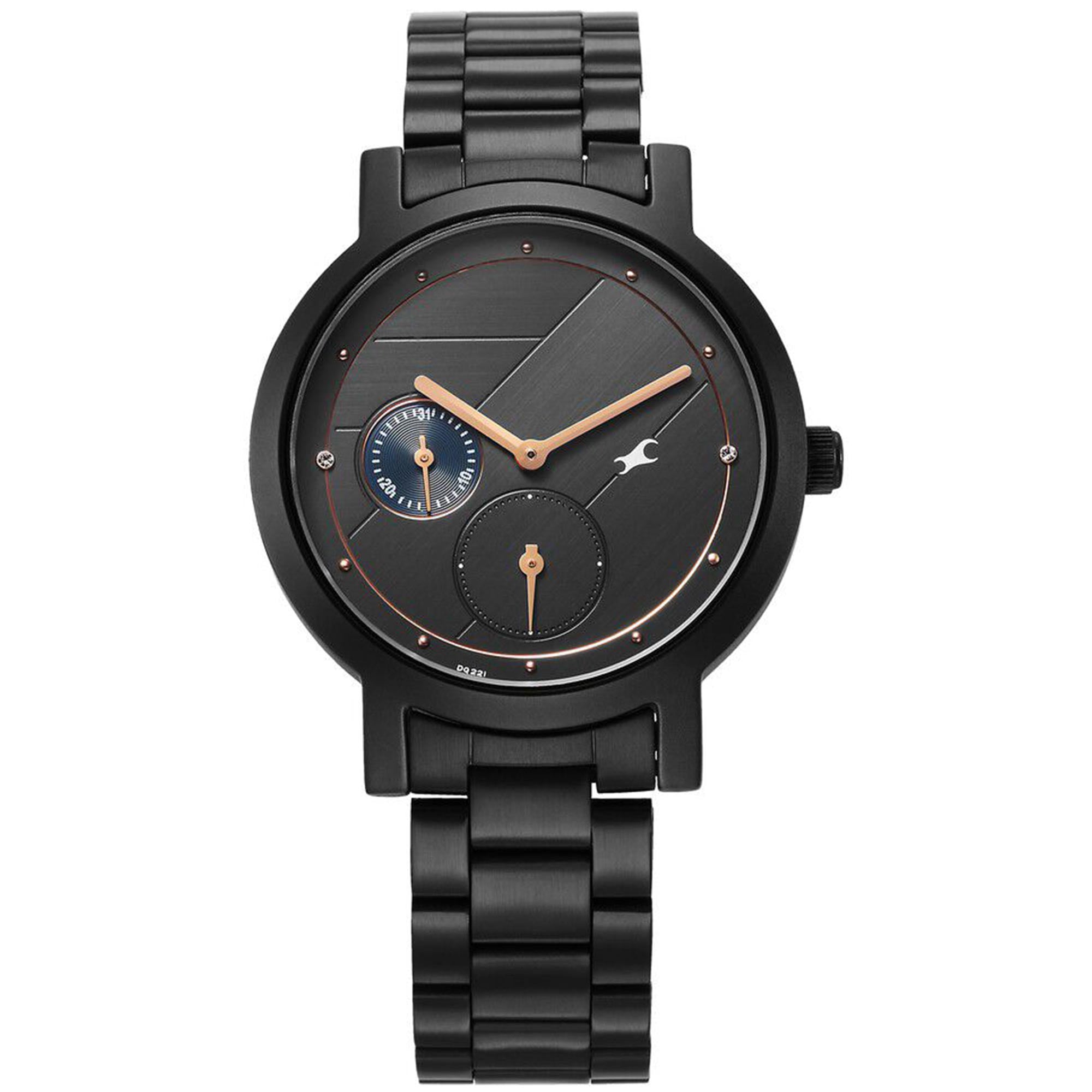 Fastrack Tick Tock Quartz Analog Black Dial With Black Stainless steel Strap Watch for Girls