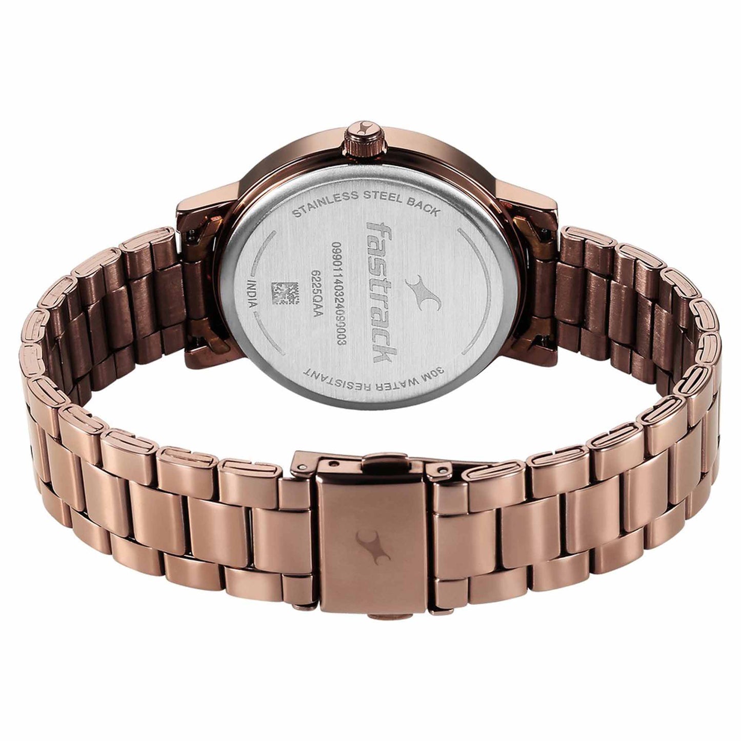 Fastrack Tick Tock Quartz Analog Beige Dial With Brown Stainless steel Strap Watch for Girls