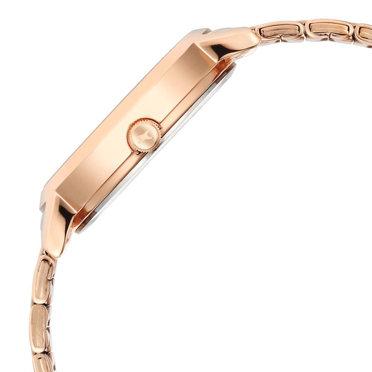 Fastrack Tick Tock Quartz Analog Silver Dial With Rose Gold Stainless steel Strap Watch for Girls