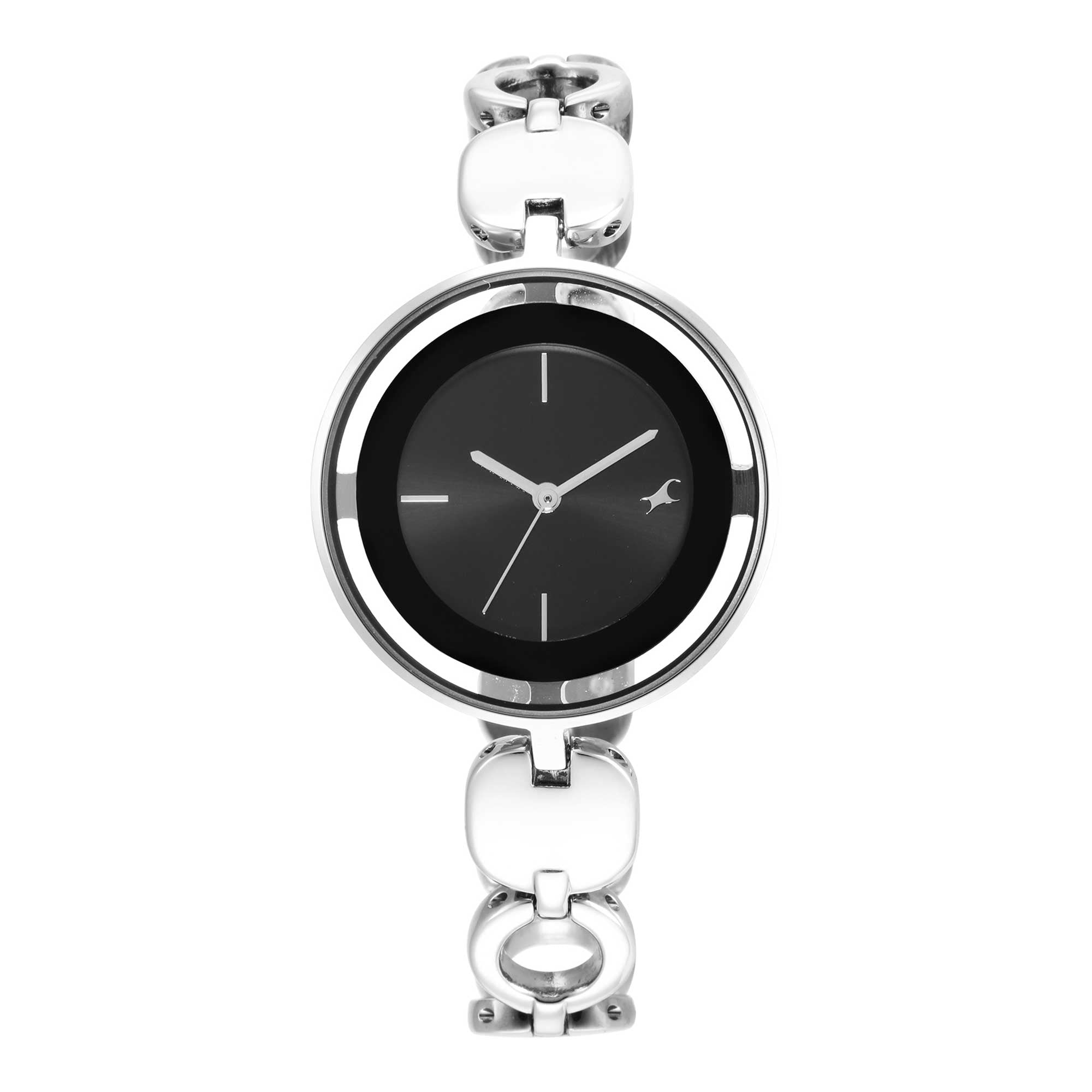 Fastrack Glitch Quartz Analog Silver Dial Metal Strap Watch for Girls