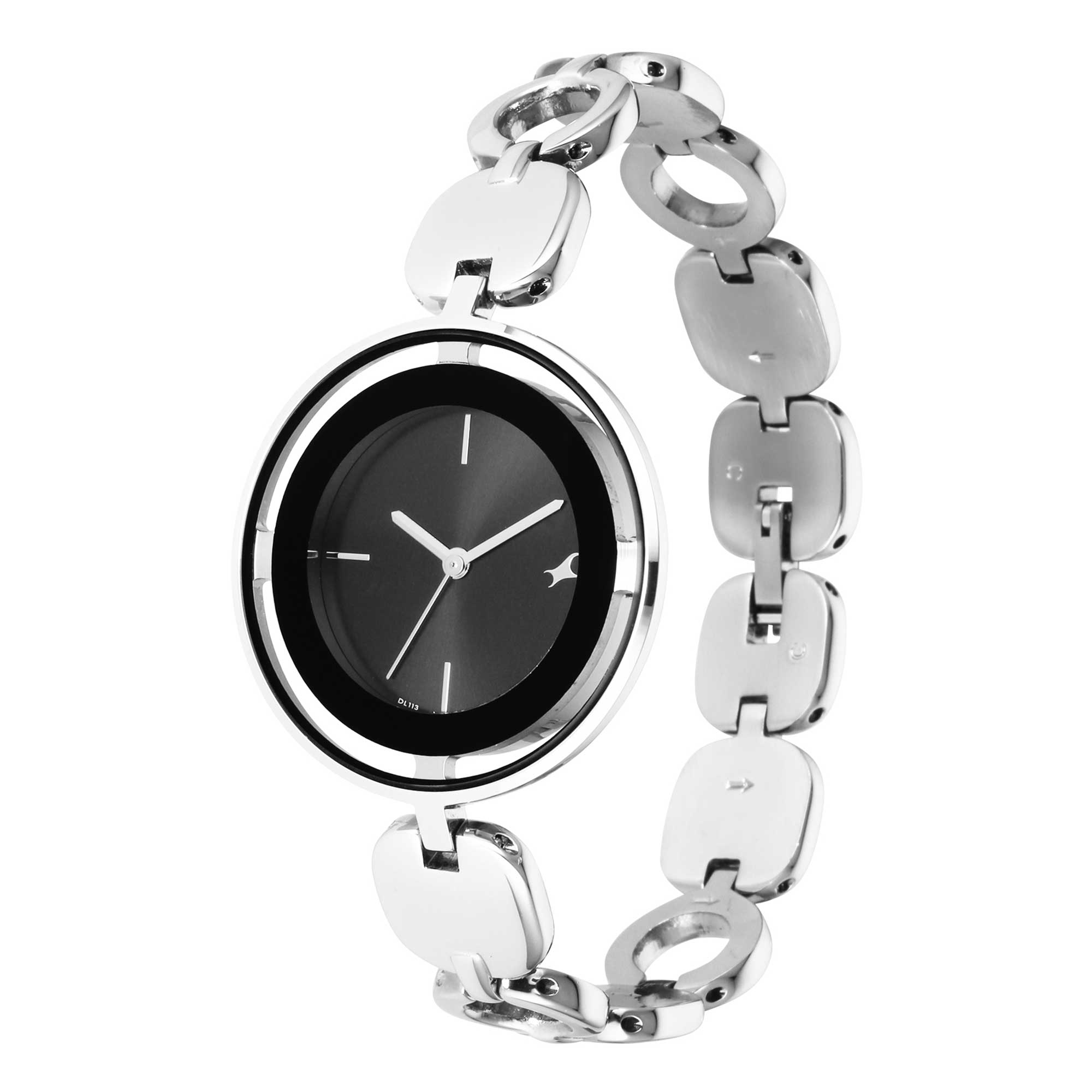 Fastrack Glitch Quartz Analog Silver Dial Metal Strap Watch for Girls