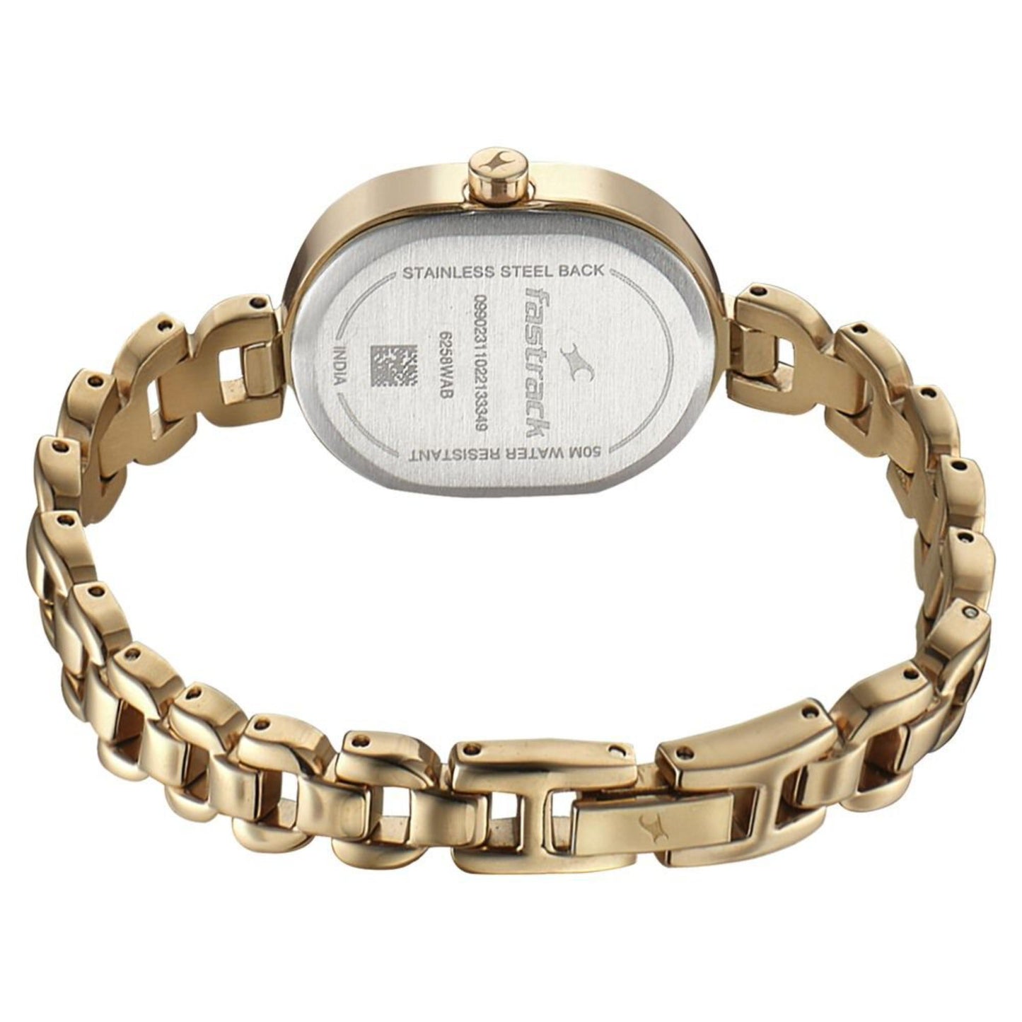 Fastrack Style Up Golden Dial Metal Strap Watch for Girls