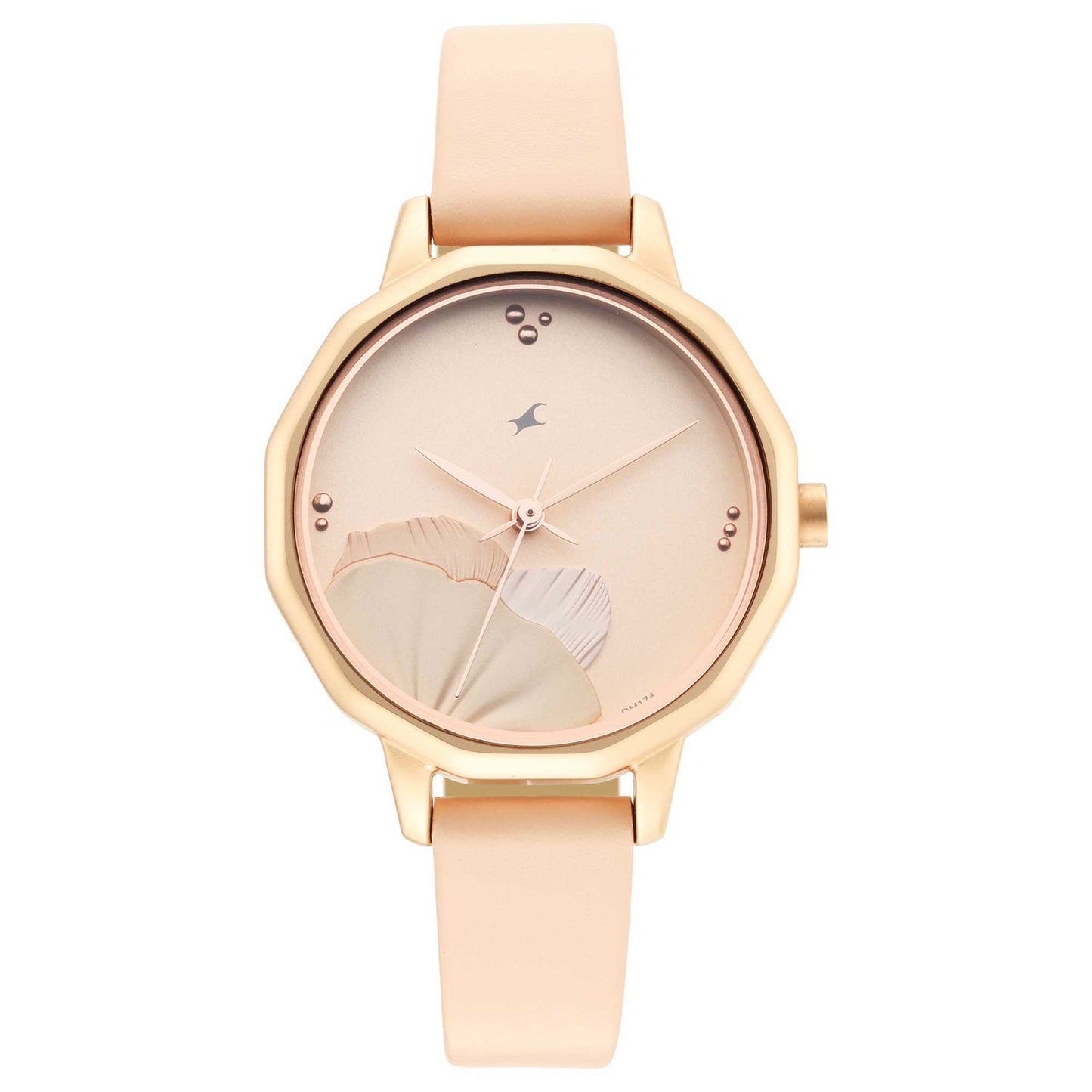 Fastrack Uptown Retreat Quartz Analog Rose Gold Dial Leather Strap Watch for Girls