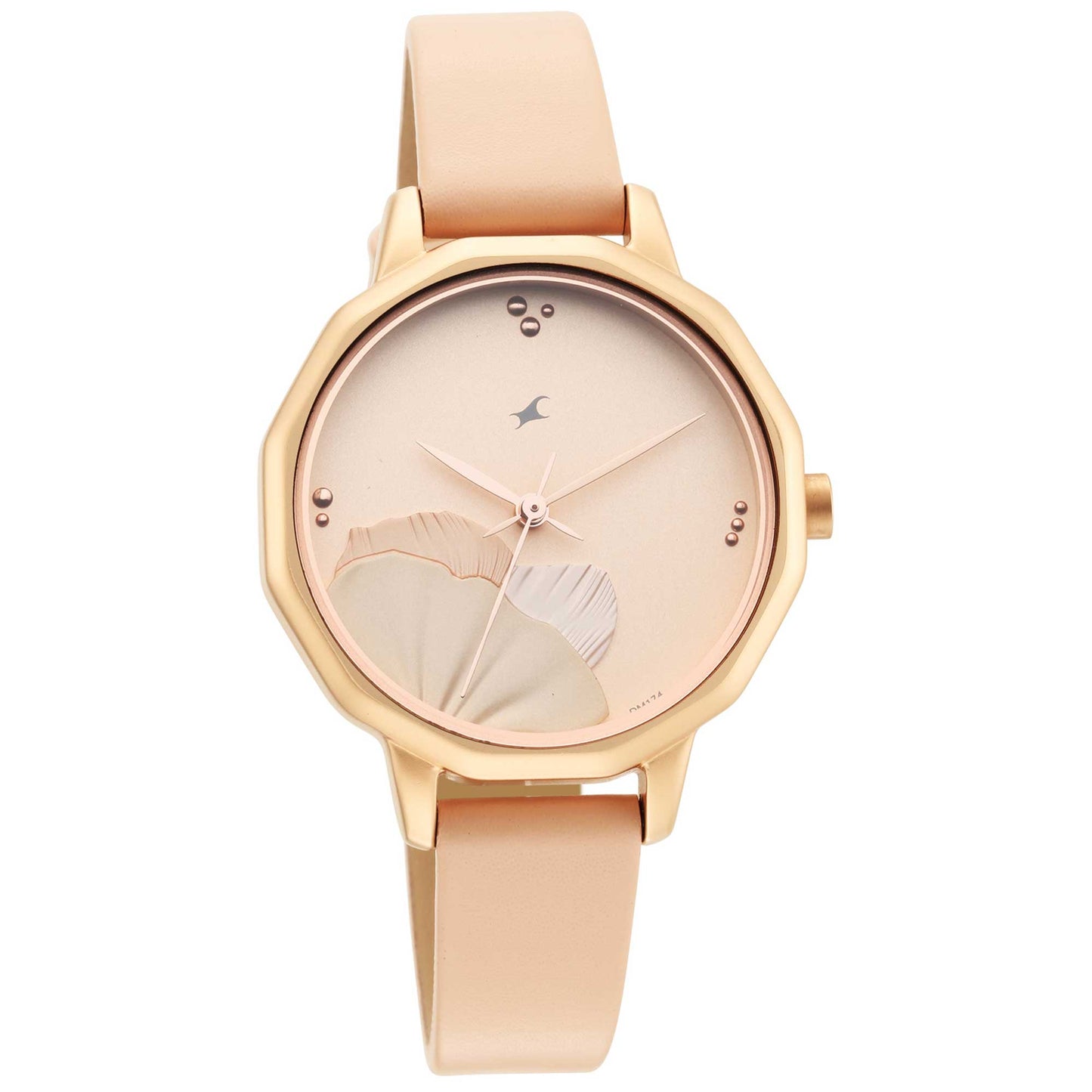 Fastrack Uptown Retreat Quartz Analog Rose Gold Dial Leather Strap Watch for Girls