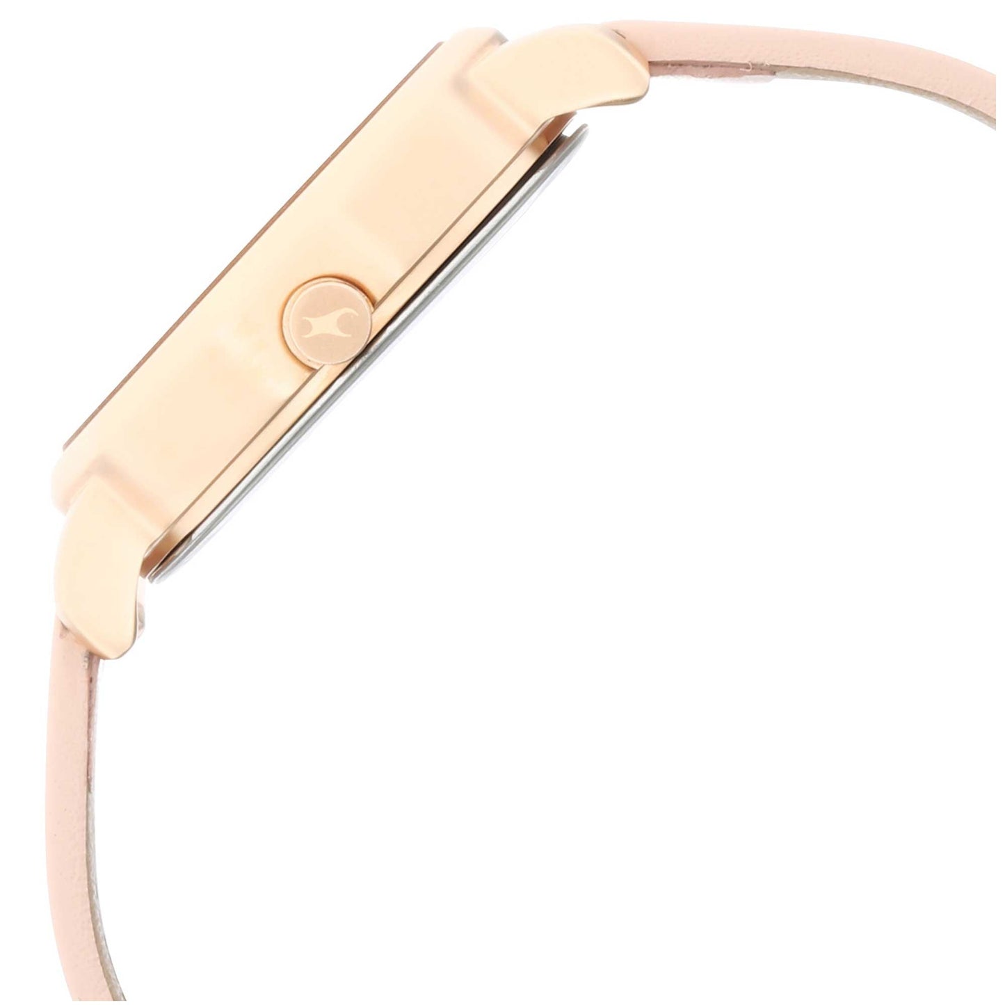 Fastrack Uptown Retreat Quartz Analog Rose Gold Dial Leather Strap Watch for Girls