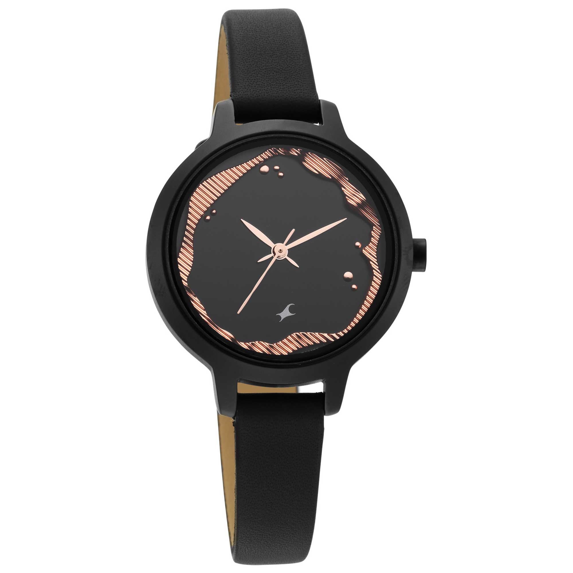 Fastrack Uptown Retreat Quartz Analog Black Dial Leather Strap Watch for Girls