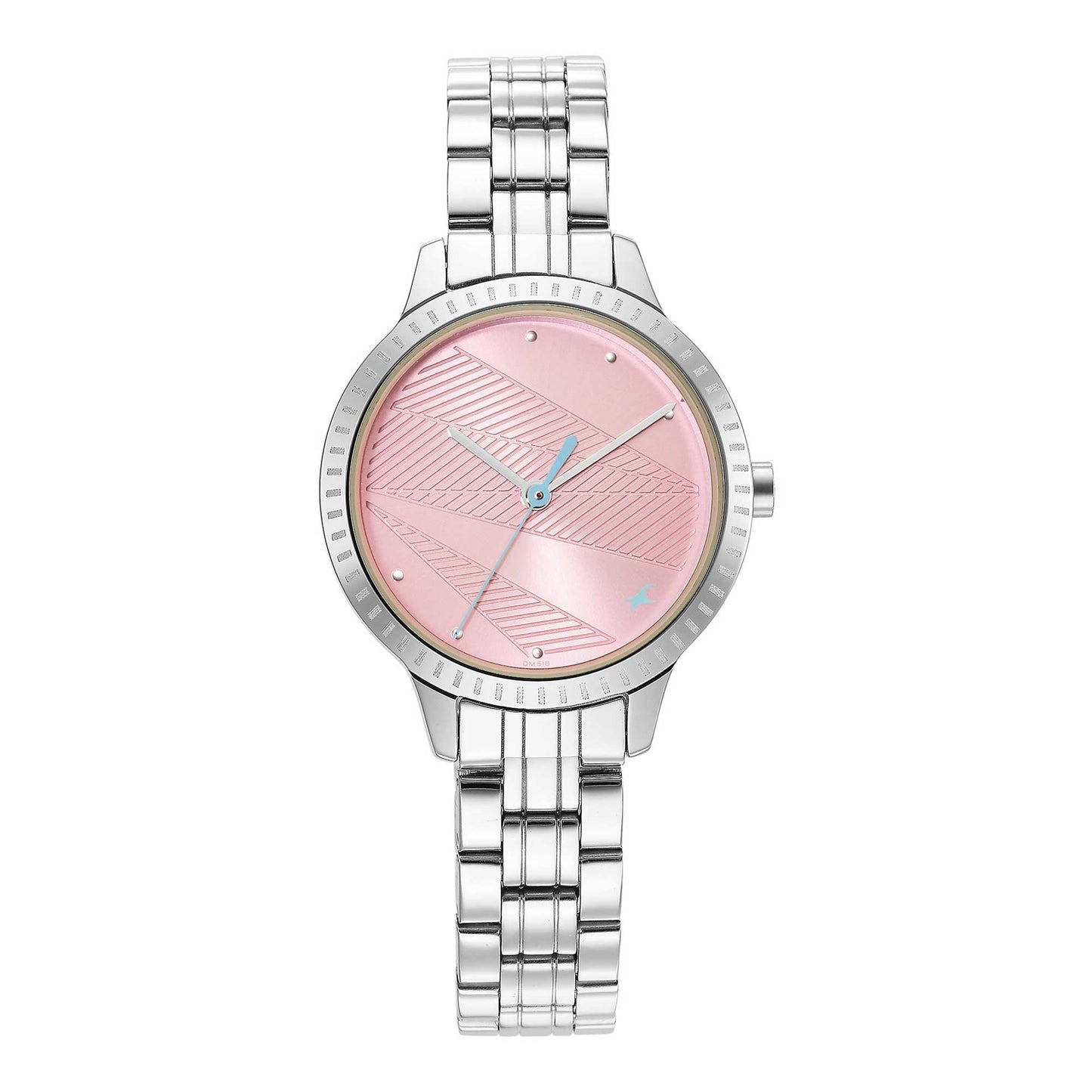 Fastrack Stunners Quartz Alog Pink Dial Metal Strap Watch for Girls