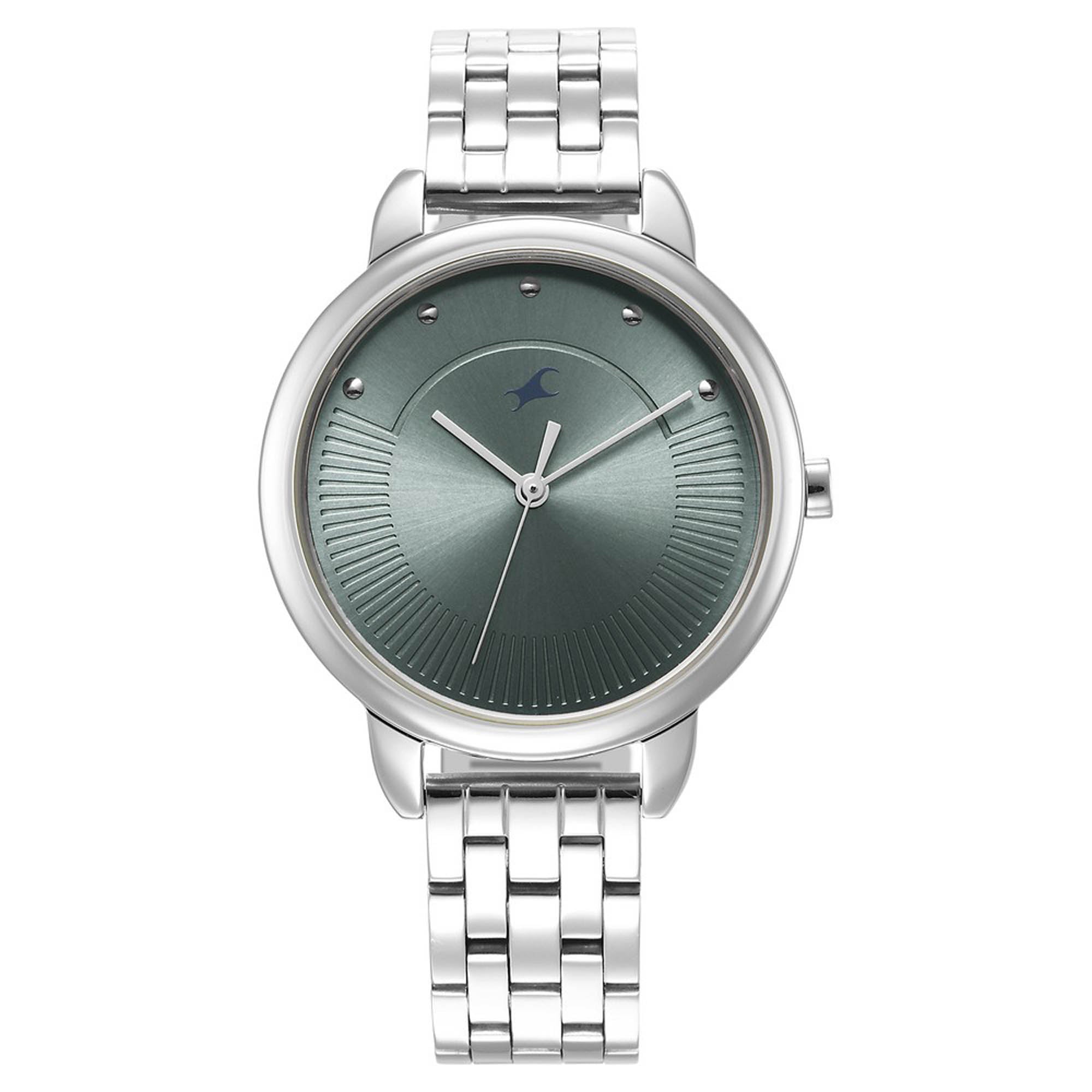 Fastrack Stunners Quartz Analog Blue Dial Metal Strap Watch for Girls