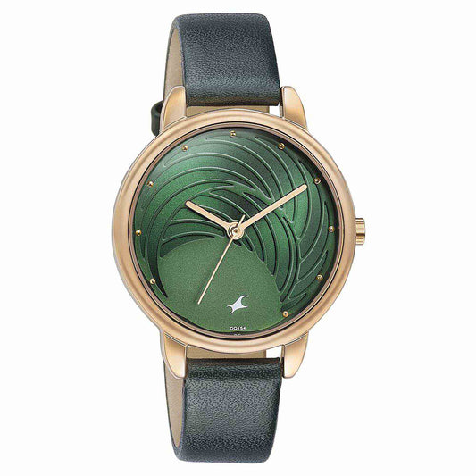 Fastrack Stunners Quartz Multifunction Green Dial Leather Strap Watch for Girls