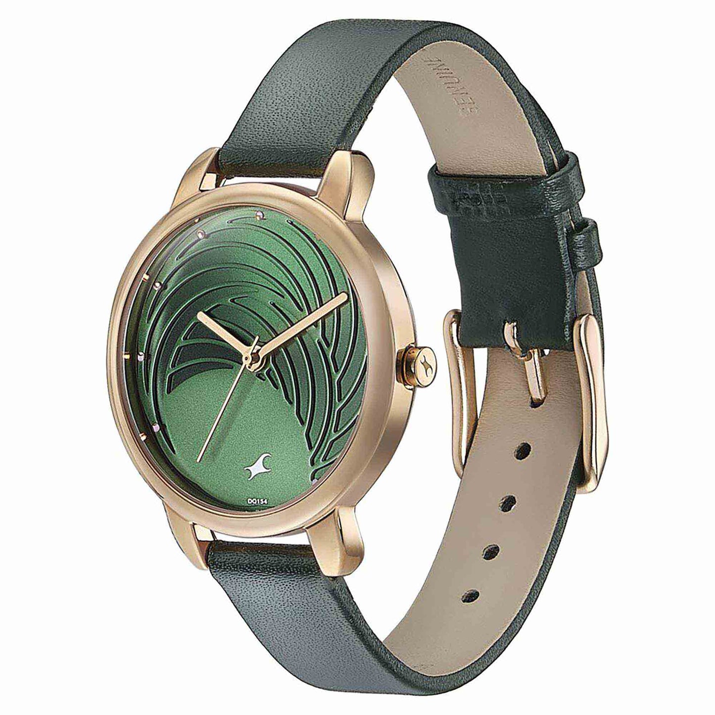 Fastrack Stunners Quartz Multifunction Green Dial Leather Strap Watch for Girls