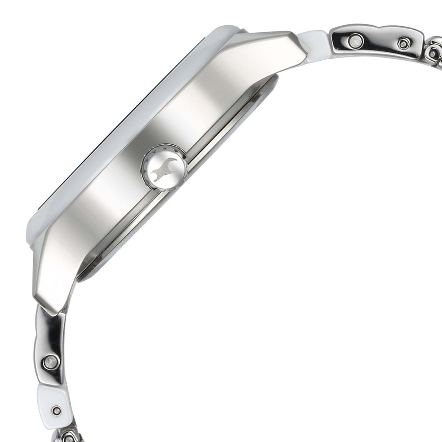 Fastrack Silver Dial Steel & Ceramic Strap Multifunction Watch for Women