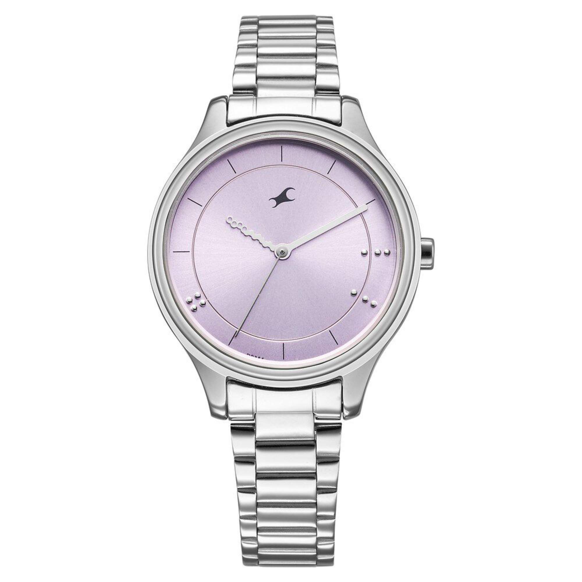 Fastrack Stunners Quartz Analog Pink Dial Silver Metal Strap Watch For Girls