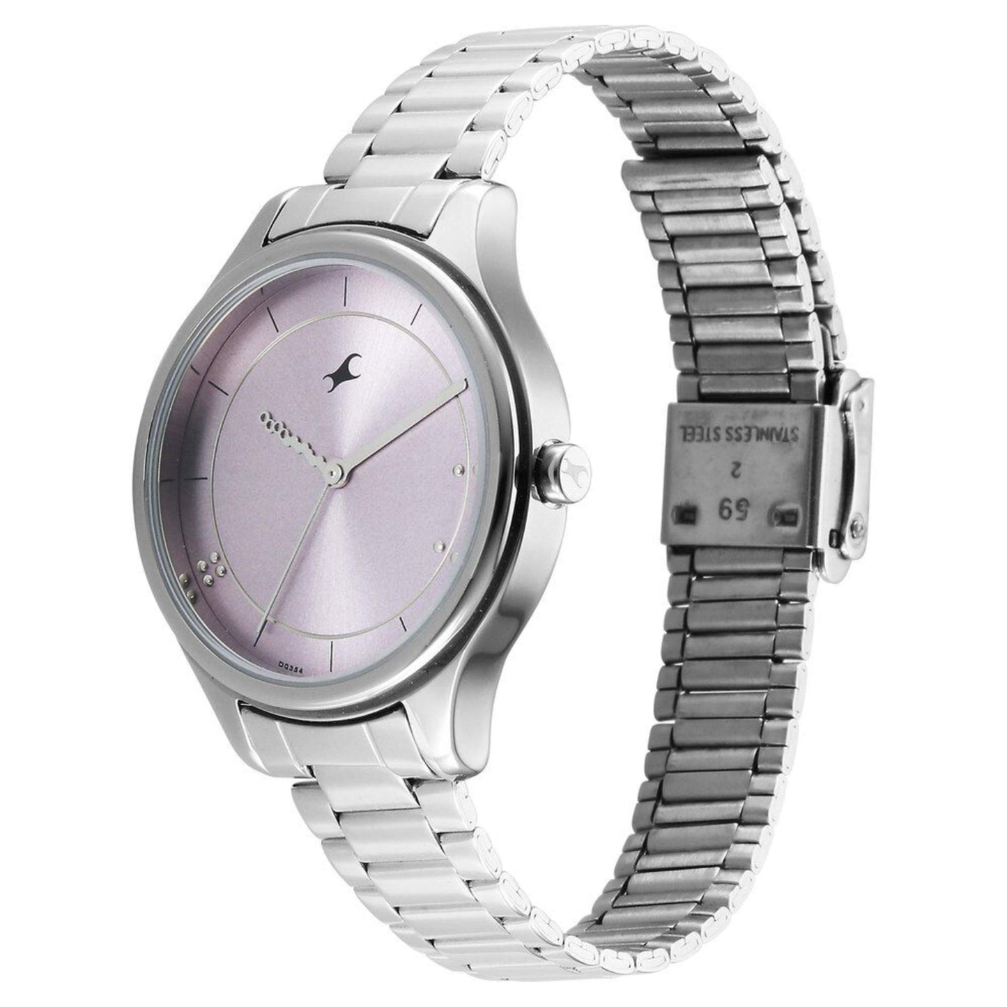 Fastrack Stunners Quartz Analog Pink Dial Silver Metal Strap Watch For Girls