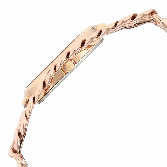 Fastrack Champagne Oval Dial Rose Gold Metal Strap Analog Watch for Women