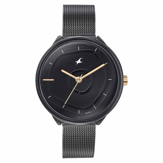 Fastrack Stunners Quartz Analog Black Dial Stainless Steel Strap Watch for Girls