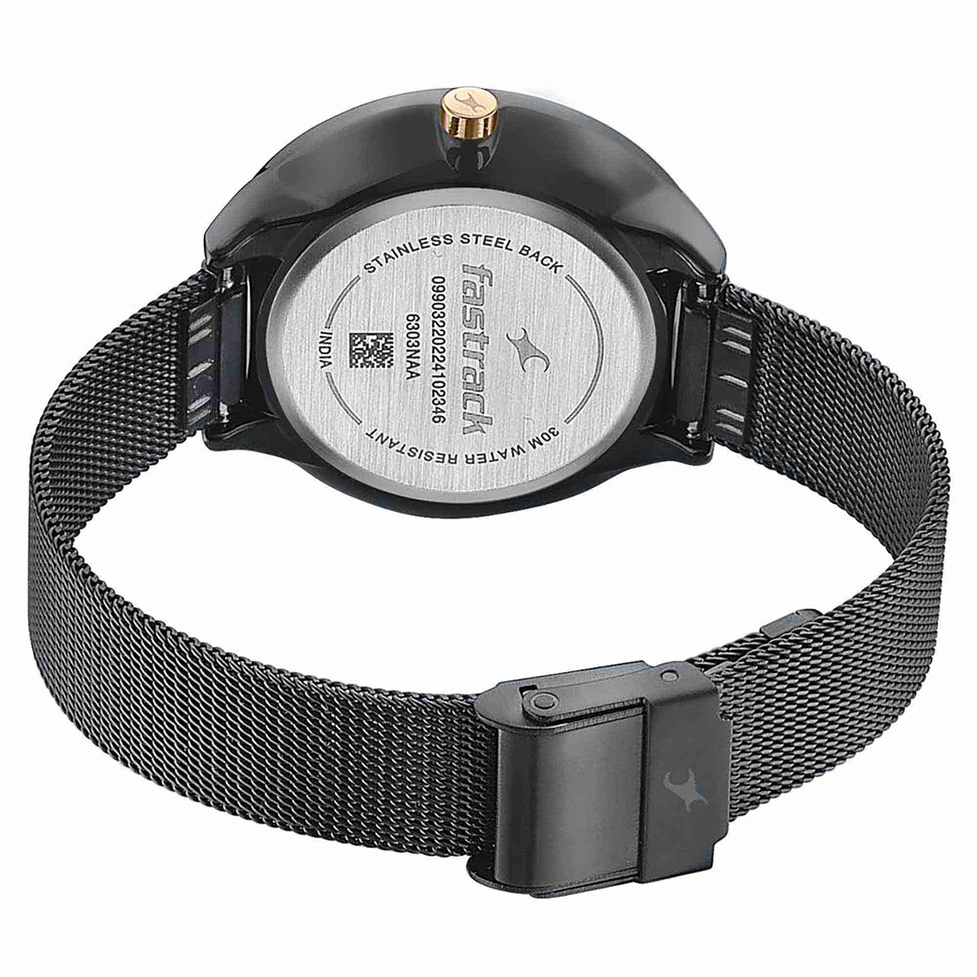 Fastrack Stunners Quartz Analog Black Dial Stainless Steel Strap Watch for Girls