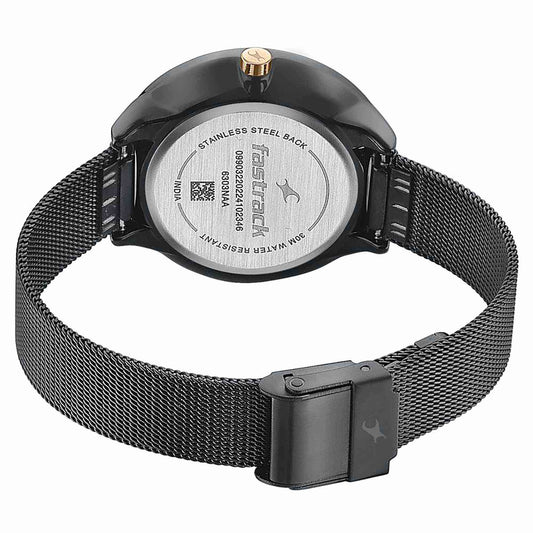 Fastrack Stunners Quartz Analog Black Dial Stainless Steel Strap Watch for Girls