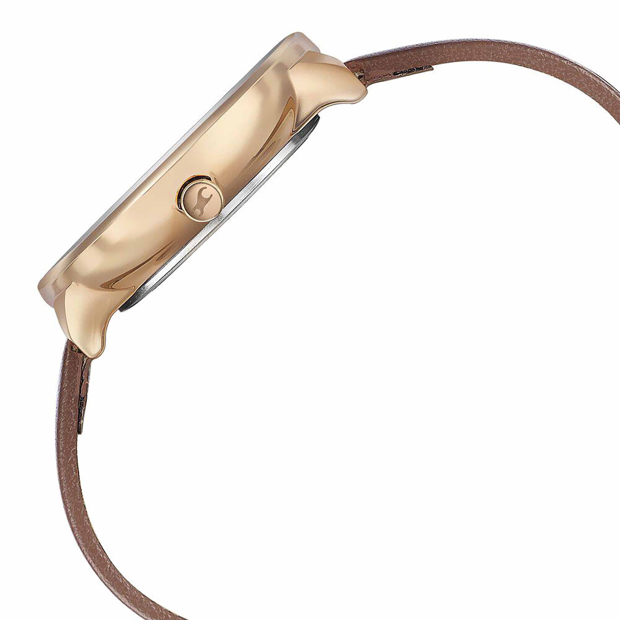Fastrack Stunners Multifunction Rose Gold Dial Brown Leather Strap Watch For Girls