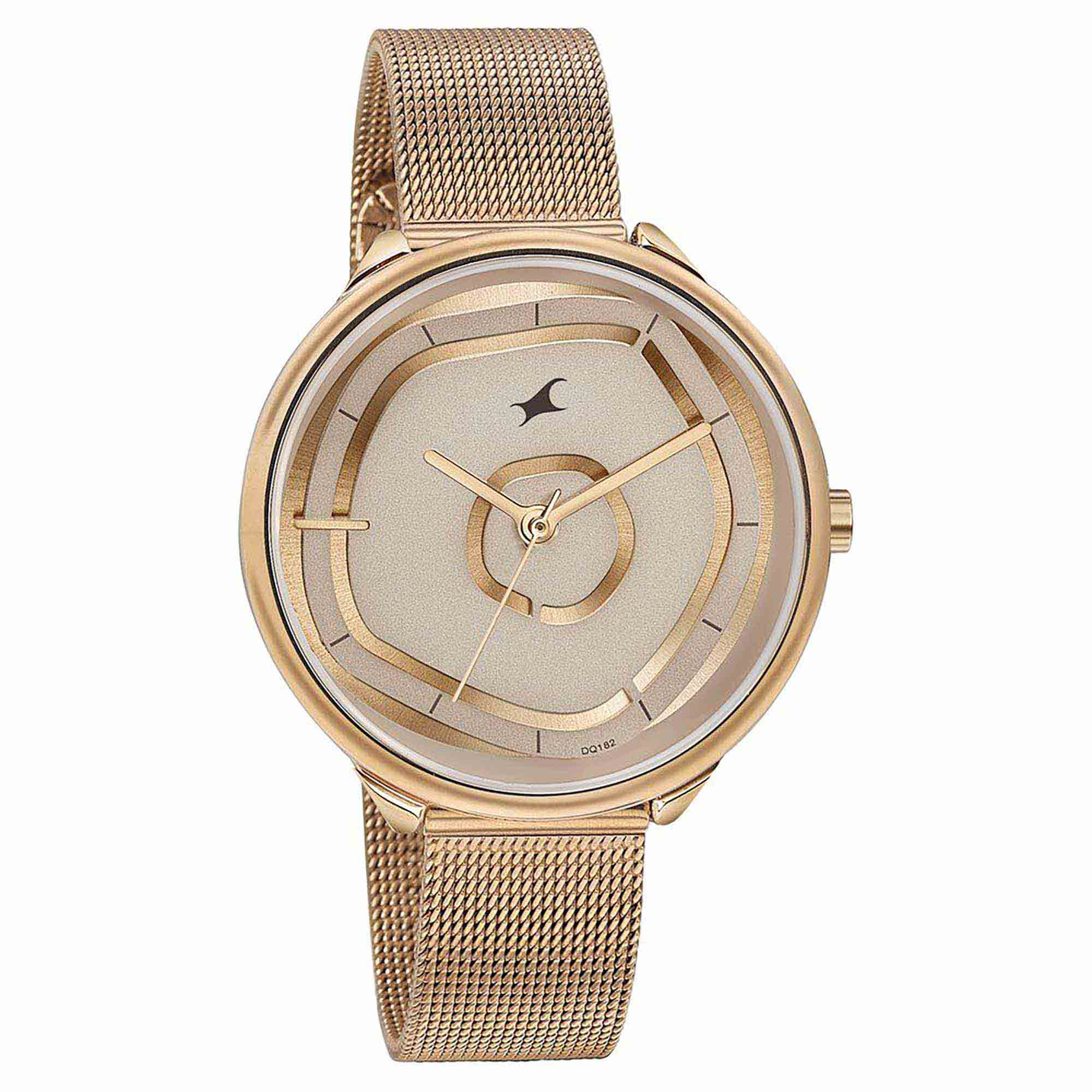 Fastrack Stunners Quartz Multifunction Rose Gold Dial Stainless Steel Strap Watch for Girls