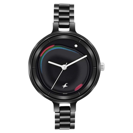 Fastrack Black Dial Metal Strap Analog Watch for Women