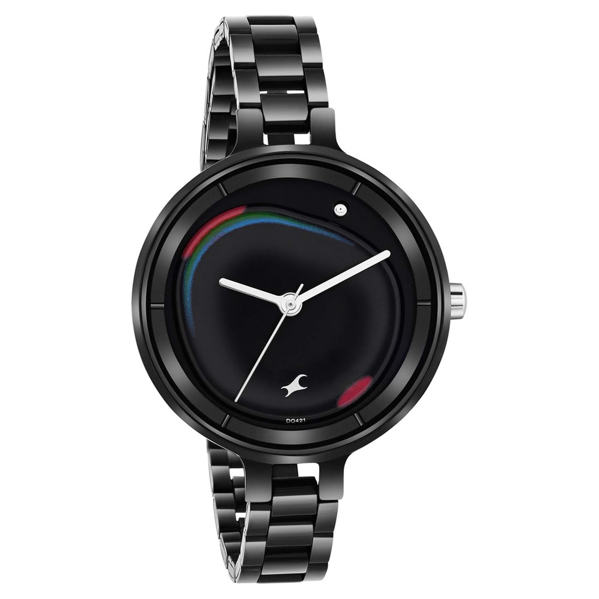 Fastrack Black Dial Metal Strap Analog Watch for Women
