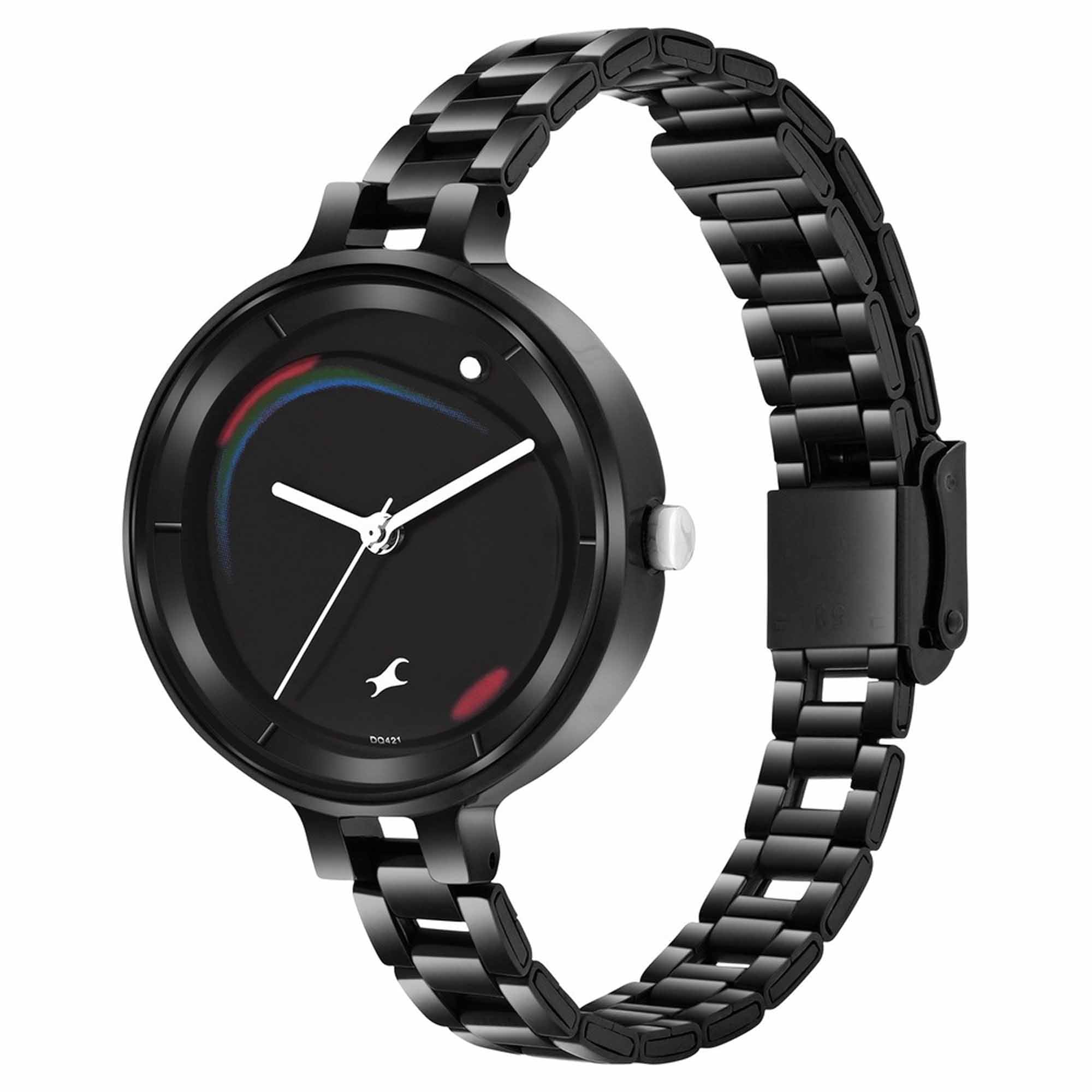Fastrack Black Dial Metal Strap Analog Watch for Women
