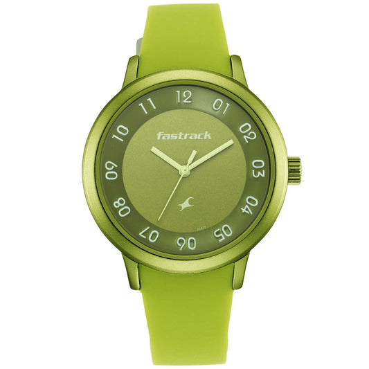 Pop Colours Green Dial Silicon Strap Watch for Girls (68025AP04)