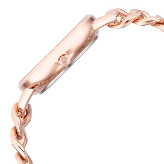Fastrack Glitch Quartz Analog Rose Gold Dial Metal Strap Watch for Girls
