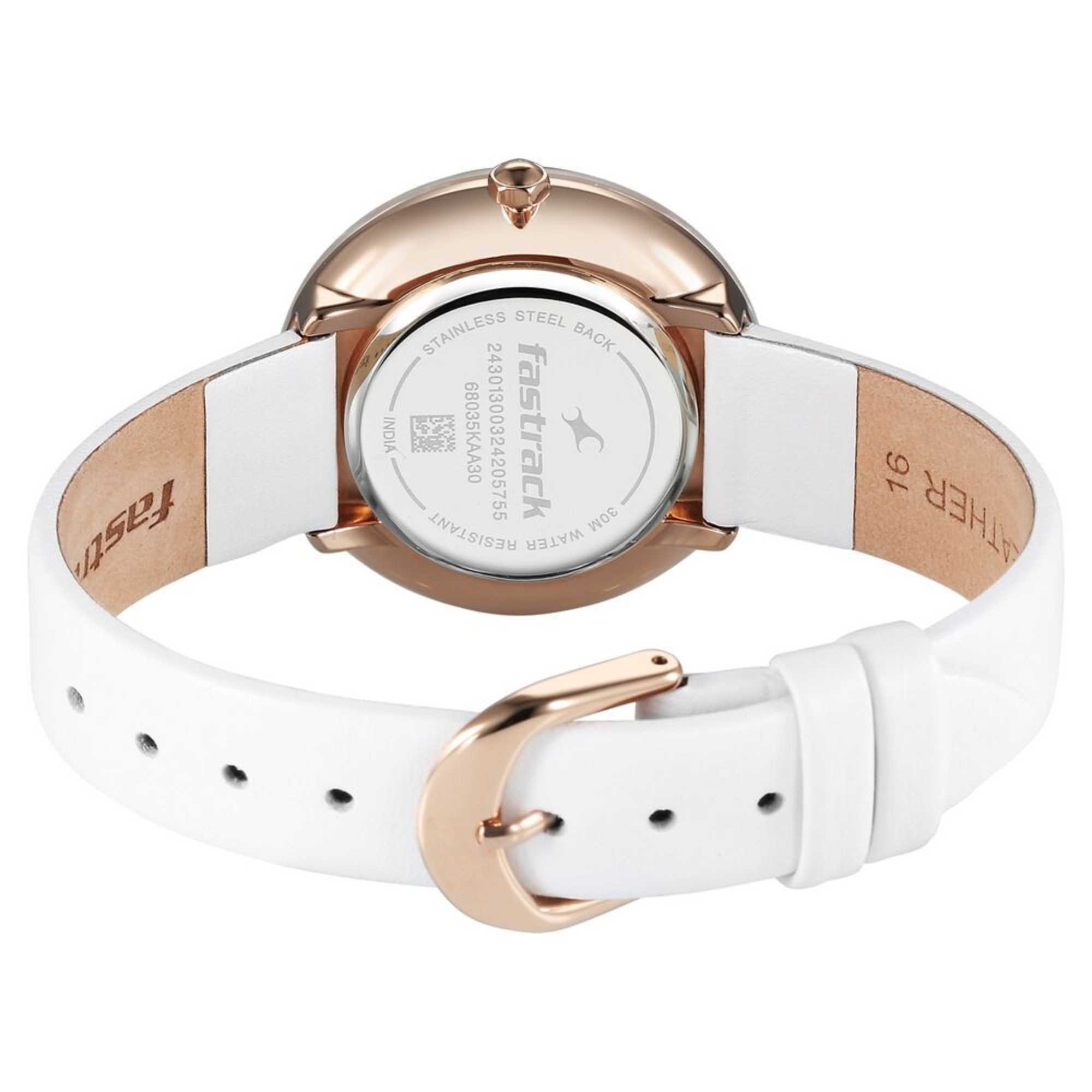 Fastrack Younique Quartz Analog Mother Of Pearl Dial LeatherStrap Watch For Girls 68035KL01