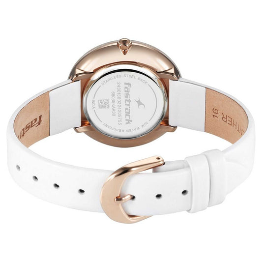 Fastrack Younique Quartz Analog Mother Of Pearl Dial LeatherStrap Watch For Girls 68035KL01