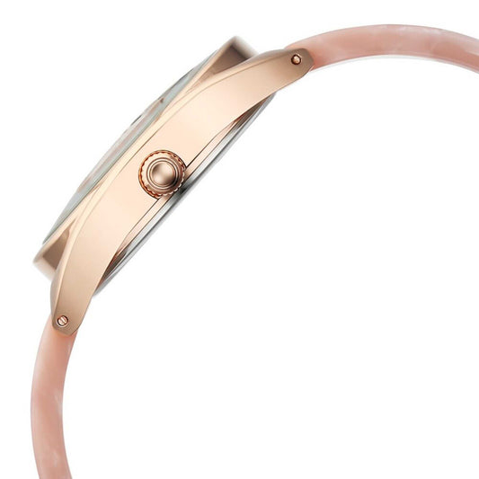 Fastrack Younique Quartz Analog Pink Color Mother Of Pearl Dial Acetate And Metal Strap Watch For Girls