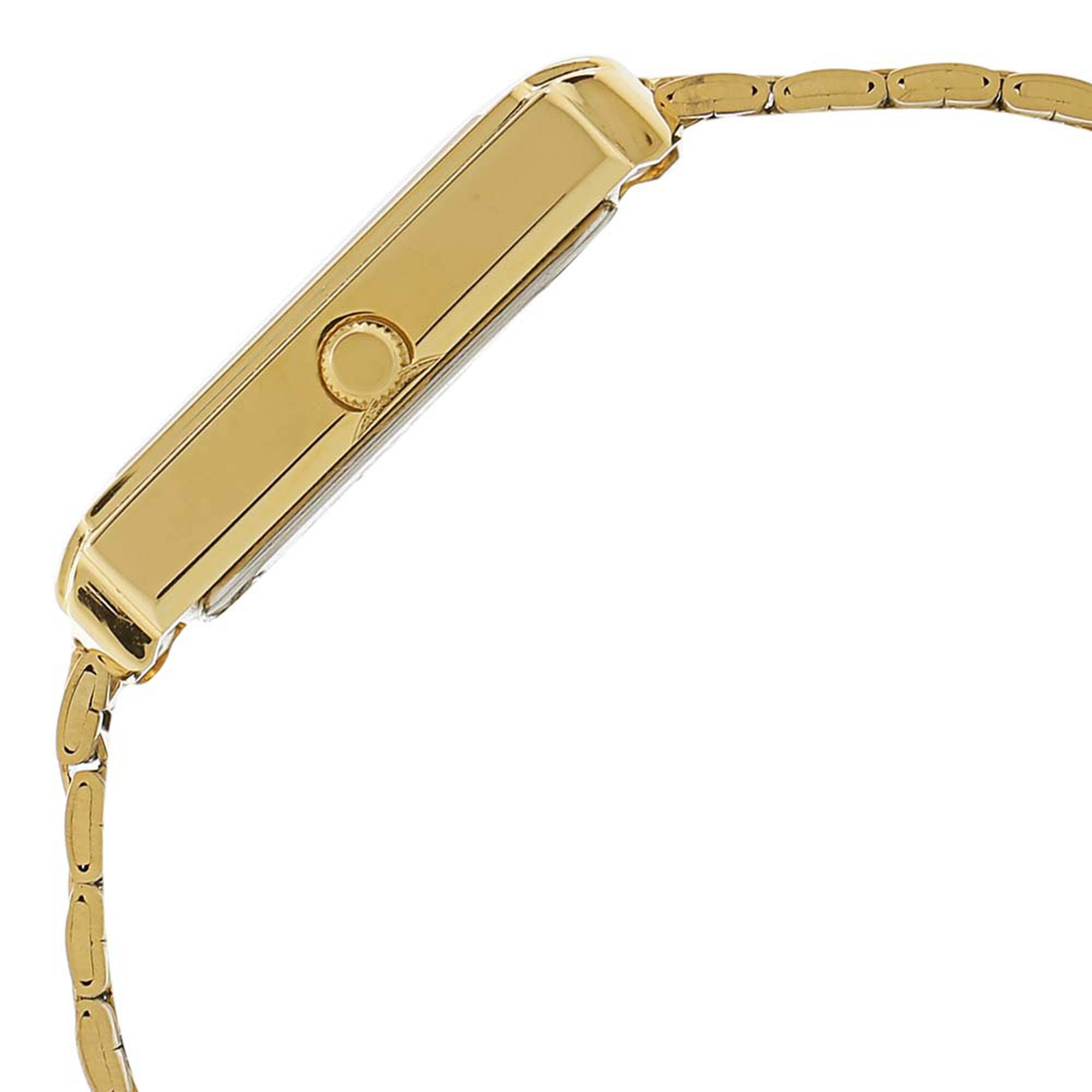 Sonata Champagne Rectangle Dial Gold Metal Strap Analog Watch for Men