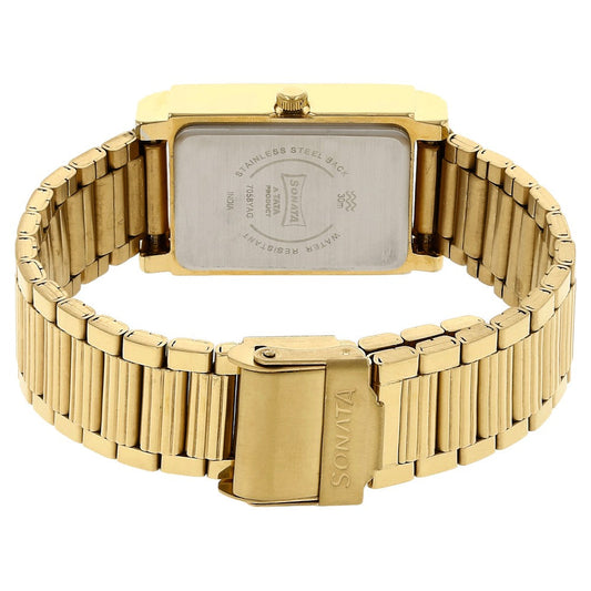 Sonata Quartz Analog with Day and Date Champagne Dial Stainless Steel Strap Watch for Men