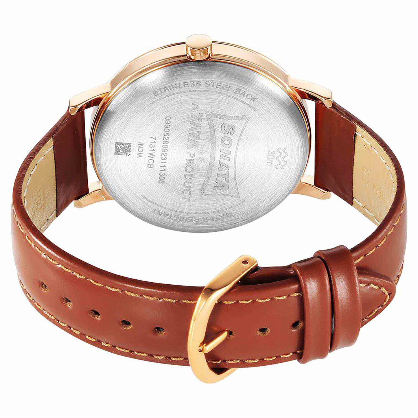Sota Utsav Quartz Alog Silver Dial Leather Strap Watch for Men (7131WL06)