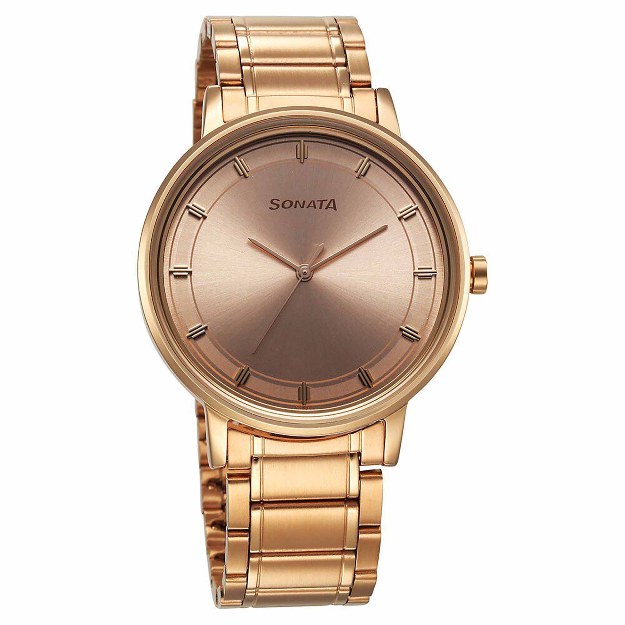 Sota Utsav Quartz Alog Champagne Dial Stainless Steel Strap Watch for Men (7131WM01)