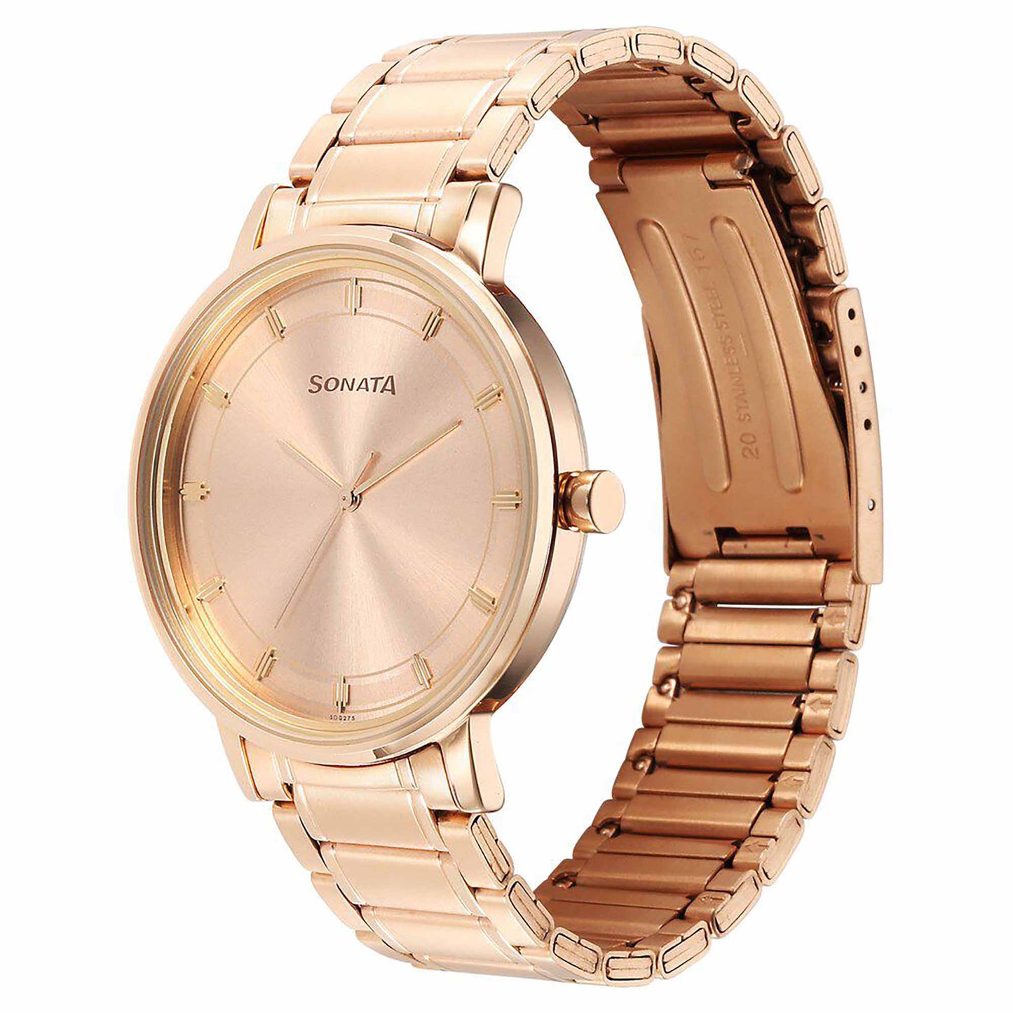 Sota Utsav Quartz Alog Champagne Dial Stainless Steel Strap Watch for Men (7131WM01)