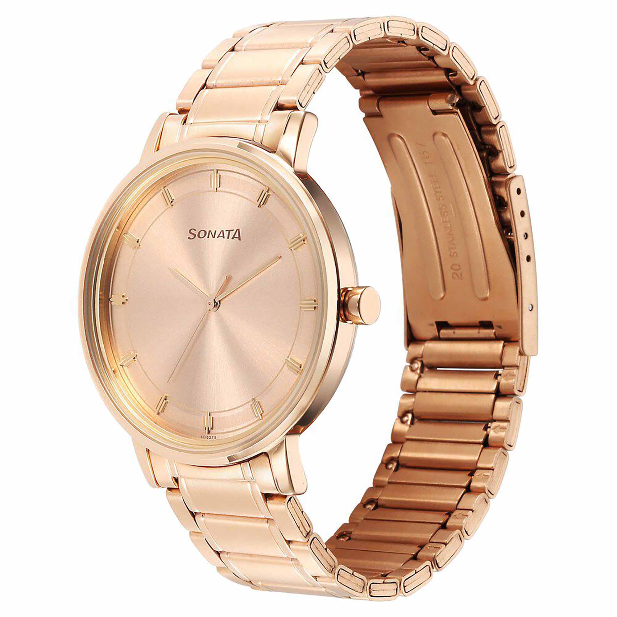 Sota Utsav Quartz Alog Champagne Dial Stainless Steel Strap Watch for Men (7131WM01)