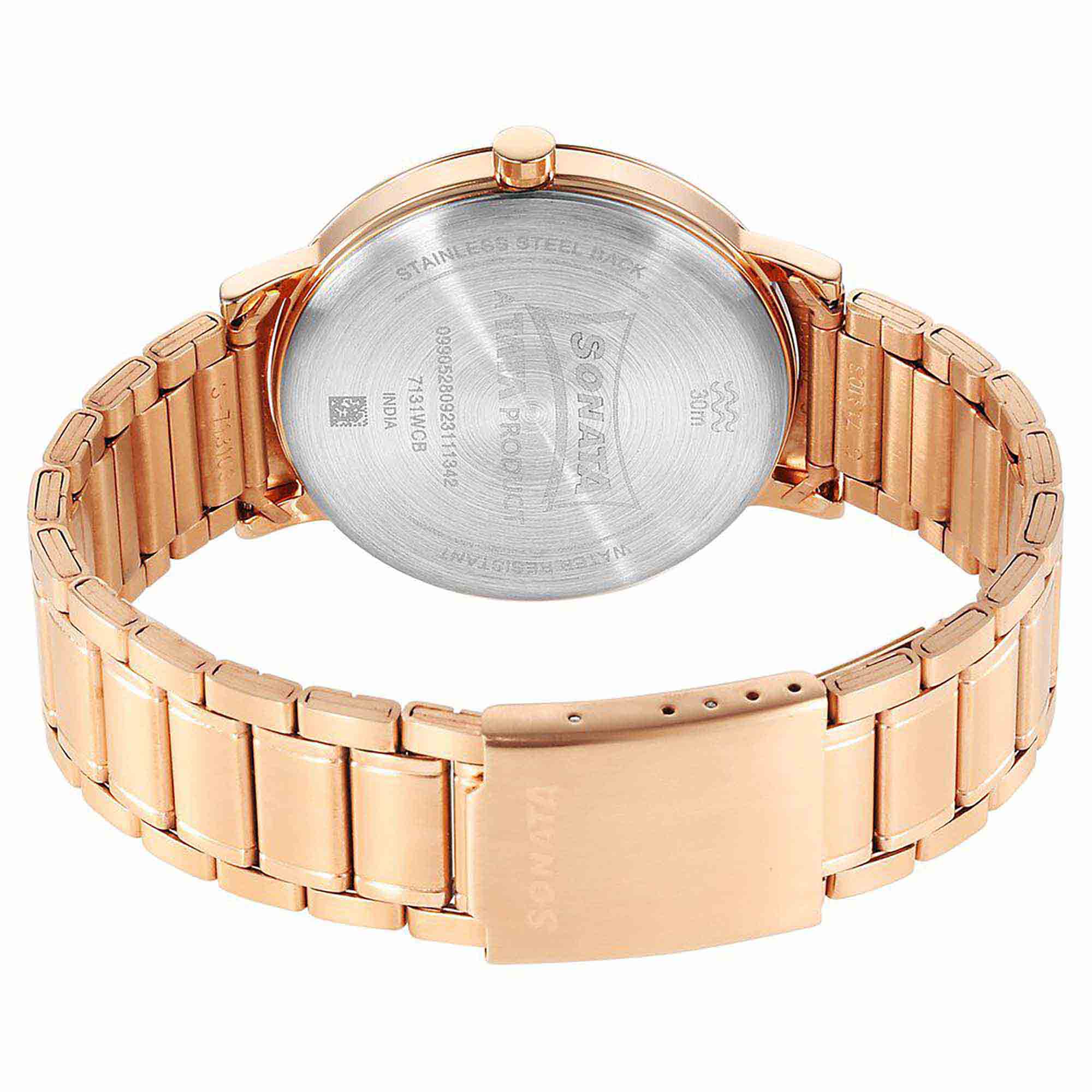 Sota Utsav Quartz Alog Champagne Dial Stainless Steel Strap Watch for Men (7131WM01)