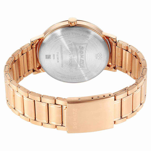 Sota Utsav Quartz Alog Champagne Dial Stainless Steel Strap Watch for Men (7131WM01)