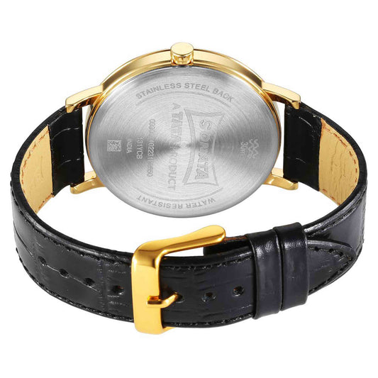 Sonata Silver Dial Black Leather Strap Analog Watch for Men
